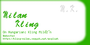 milan kling business card